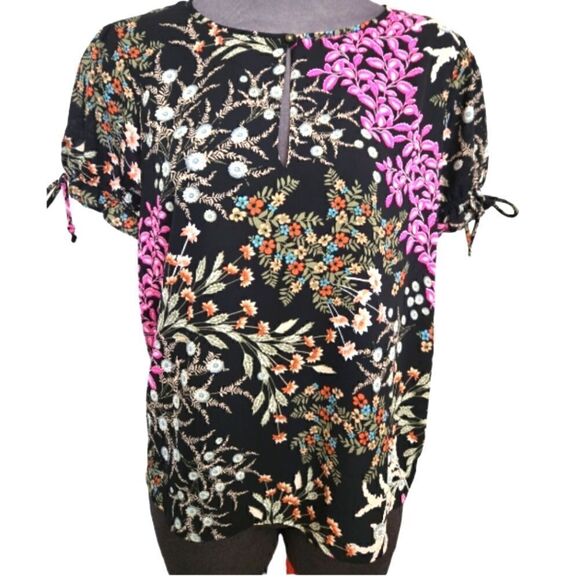 EC MERAKI SHORT SLEEVED FLORAL TOP SZ.S - Picture 1 of 5